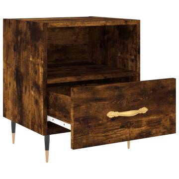 Stylish Smoked Oak Bedside Cabinet - 40x35x47.5 cm