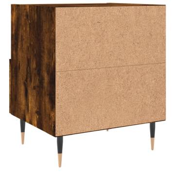 Stylish Smoked Oak Bedside Cabinet - 40x35x47.5 cm