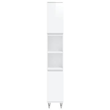 High Gloss White Bathroom Cabinet - 30x30x190 cm | HipoMarket