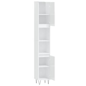 High Gloss White Bathroom Cabinet - 30x30x190 cm | HipoMarket