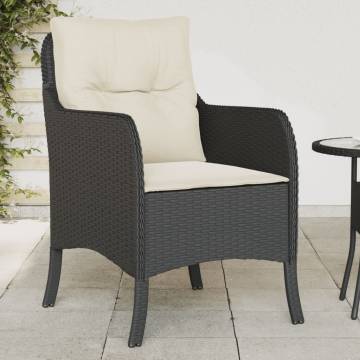 Garden Chairs with Cushions - 2 pcs Black Poly Rattan