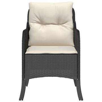 Garden Chairs with Cushions - 2 pcs Black Poly Rattan