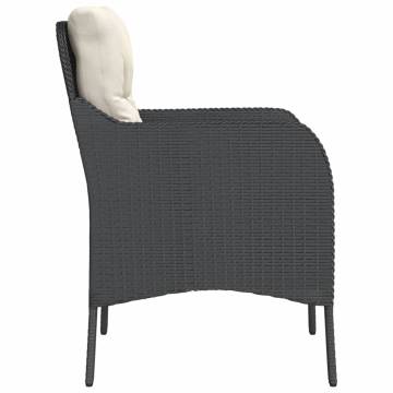 Garden Chairs with Cushions - 2 pcs Black Poly Rattan