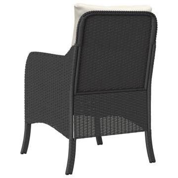 Garden Chairs with Cushions - 2 pcs Black Poly Rattan