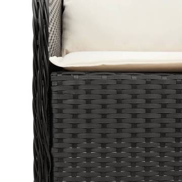 Garden Chairs with Cushions - 2 pcs Black Poly Rattan