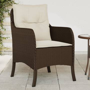 Garden Chairs with Cushions - 2 pcs Brown Poly Rattan