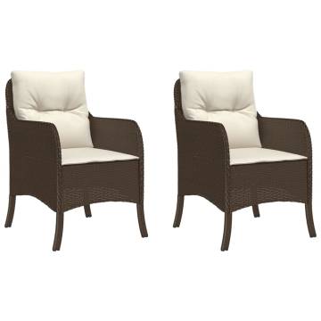 Garden Chairs with Cushions - 2 pcs Brown Poly Rattan