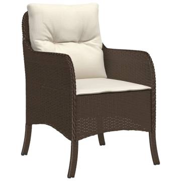 Garden Chairs with Cushions - 2 pcs Brown Poly Rattan