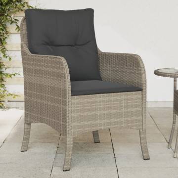 Garden Chairs with Cushions - Light Grey Poly Rattan (2 pcs)