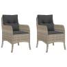 Garden Chairs with Cushions - Light Grey Poly Rattan (2 pcs)