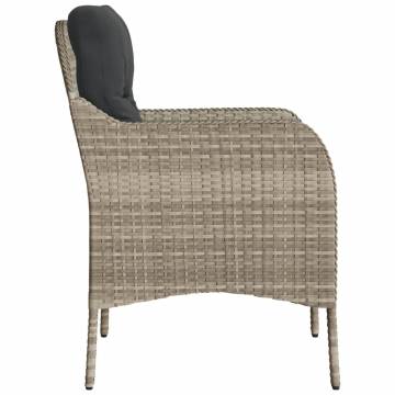 Garden Chairs with Cushions - Light Grey Poly Rattan (2 pcs)