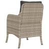 Garden Chairs with Cushions - Light Grey Poly Rattan (2 pcs)