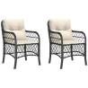 Garden Chairs with Cushions - 2 pcs Black Poly Rattan