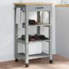 Kitchen Trolley MONZA 48x40x90 cm Solid Wood Pine Colour grey Size 48 x 40 x 90 cm 