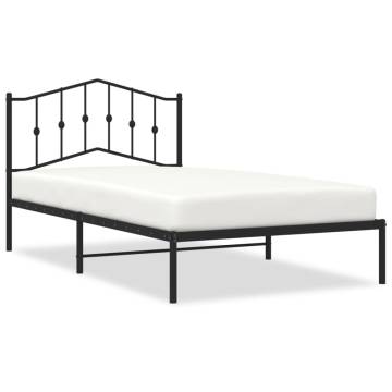 Elegant Black Metal Bed Frame with Headboard - 107x203 cm