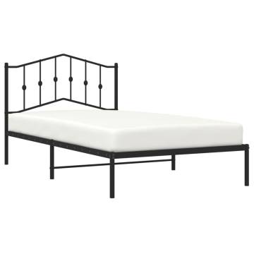 Elegant Black Metal Bed Frame with Headboard - 107x203 cm