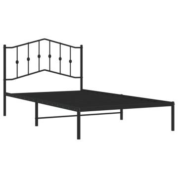 Elegant Black Metal Bed Frame with Headboard - 107x203 cm