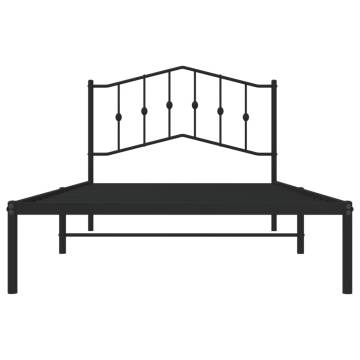 Elegant Black Metal Bed Frame with Headboard - 107x203 cm