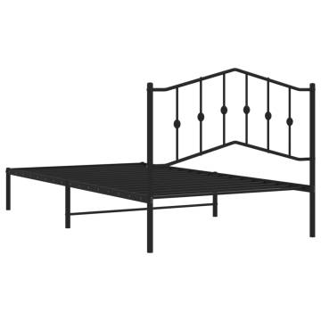 Elegant Black Metal Bed Frame with Headboard - 107x203 cm