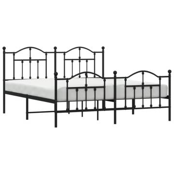 Robust Black Metal Bed Frame 160x200 cm with Headboard