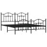 Robust Black Metal Bed Frame 160x200 cm with Headboard