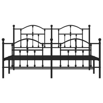 Robust Black Metal Bed Frame 160x200 cm with Headboard