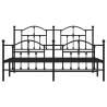 Robust Black Metal Bed Frame 160x200 cm with Headboard