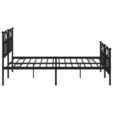 Robust Black Metal Bed Frame 160x200 cm with Headboard