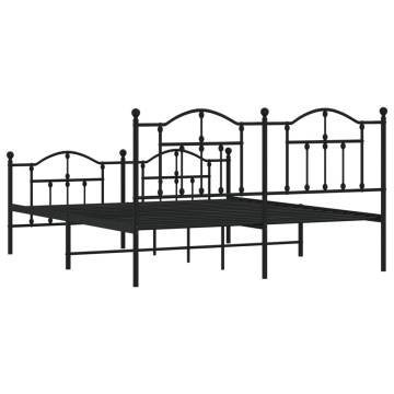 Robust Black Metal Bed Frame 160x200 cm with Headboard