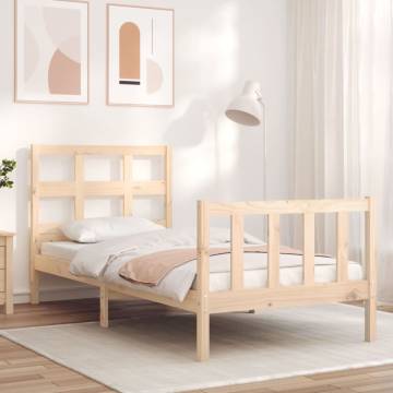 Solid Wood Bed Frame with Headboard - 90x200 cm | HipoMarket