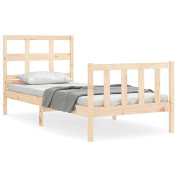 Solid Wood Bed Frame with Headboard - 90x200 cm | HipoMarket