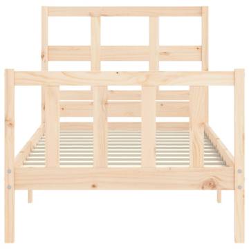 Solid Wood Bed Frame with Headboard - 90x200 cm | HipoMarket