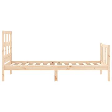 Solid Wood Bed Frame with Headboard - 90x200 cm | HipoMarket