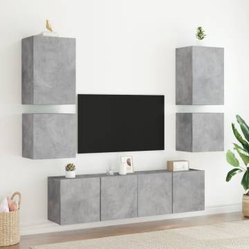 Concrete Grey TV Wall Cabinet - Stylish & Space-Saving Design