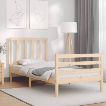 Solid Wood Bed Frame with Headboard 90x200 cm - Hipomarket