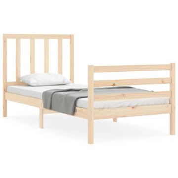 Solid Wood Bed Frame with Headboard 90x200 cm - Hipomarket