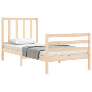 Solid Wood Bed Frame with Headboard 90x200 cm - Hipomarket