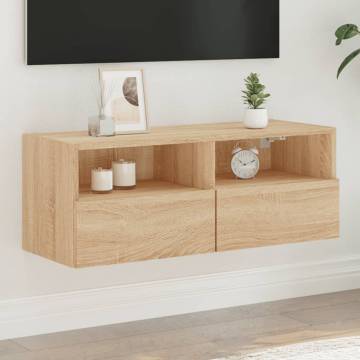 Sonoma Oak TV Wall Cabinet - Space-Saving Storage Solution