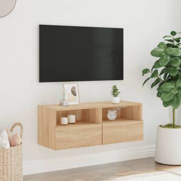 Sonoma Oak TV Wall Cabinet - Space-Saving Storage Solution