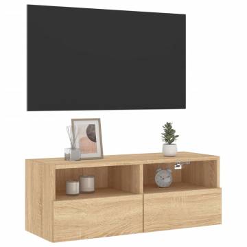 Sonoma Oak TV Wall Cabinet - Space-Saving Storage Solution