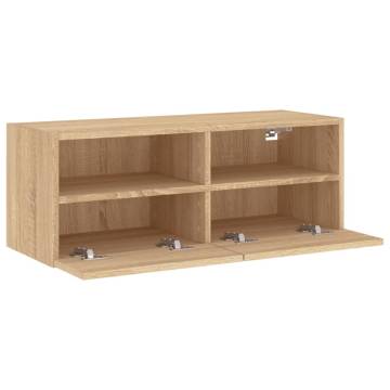 Sonoma Oak TV Wall Cabinet - Space-Saving Storage Solution