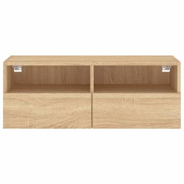 Sonoma Oak TV Wall Cabinet - Space-Saving Storage Solution