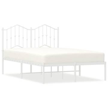 Metal Bed Frame with Headboard White - 120x200 cm