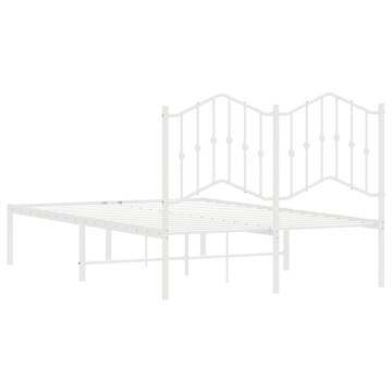 Metal Bed Frame with Headboard White - 120x200 cm