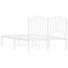 Metal Bed Frame with Headboard White - 120x200 cm