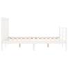 Solid Wood Bed Frame with Headboard - White 140x190 cm