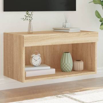 Stylish TV Cabinet with LED Lights in Sonoma Oak - Hipo Market