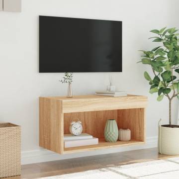 Stylish TV Cabinet with LED Lights in Sonoma Oak - Hipo Market