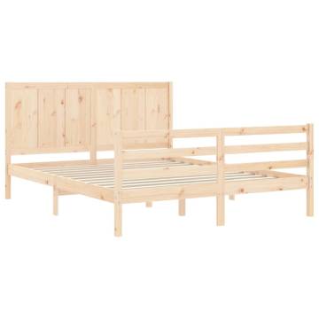 Solid Wood Bed Frame with Headboard 160x200 cm - Hipomarket