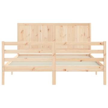 Solid Wood Bed Frame with Headboard 160x200 cm - Hipomarket